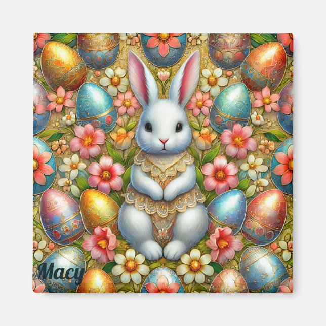 Aimant MACY ~ Lapin de Pâques et Oeufs ~ (Devant)