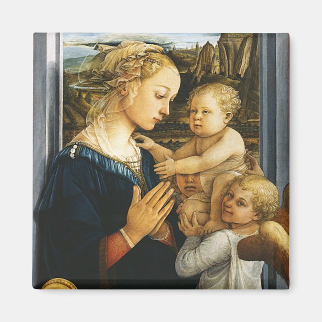 Aimant Madonna avec enfant et deux anges, Filippo Lippi (Devant)