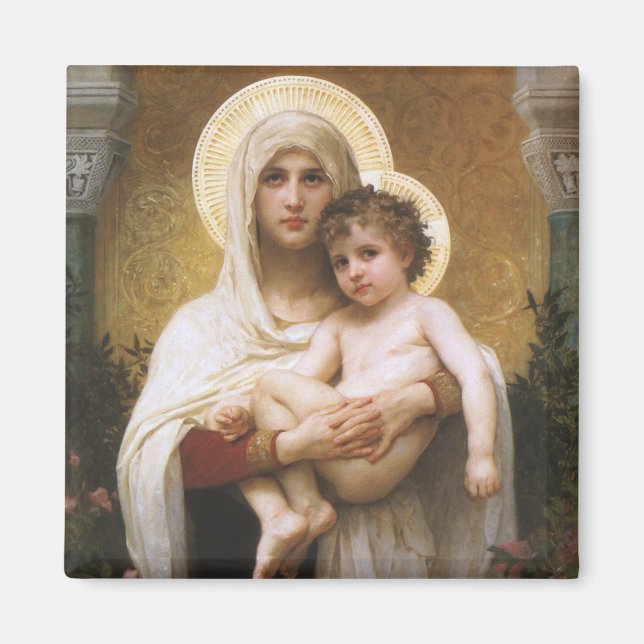 Aimant Madonna des Roses par Bouguereau (Devant)