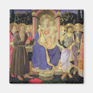 Aimant Madonna et enfant couronnés avec des saints