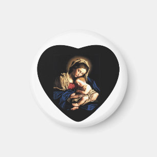 Aimant Madonna et l'enfant, coeur magnétique personnalisé
