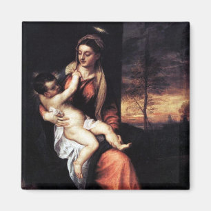 Aimant Madonna et l'enfant dans un paysage nocturne - Tit