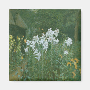 Aimant Madonna Lilies dans un jardin