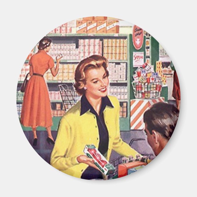 Aimant Magasin d'épicerie Retro heureux shopping cadeaux (Devant)