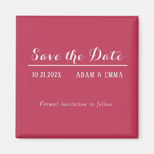Aimant Magenta & Blanc tendance Enregistrer l'aimant Date