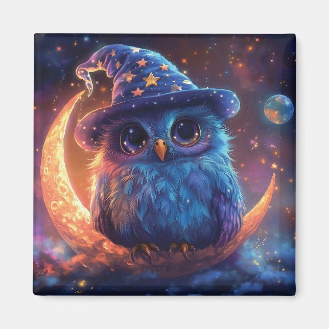 Aimant Magic Owl Wizard on the Moon : Magical Imaginaire  (Devant)