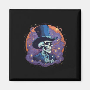 Aimant Magicien Top Hat Stars Smoke Skull Halloween