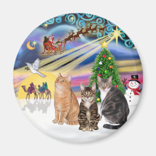 Aimant Magie de Noël (R) - Trois chats (AmSH)