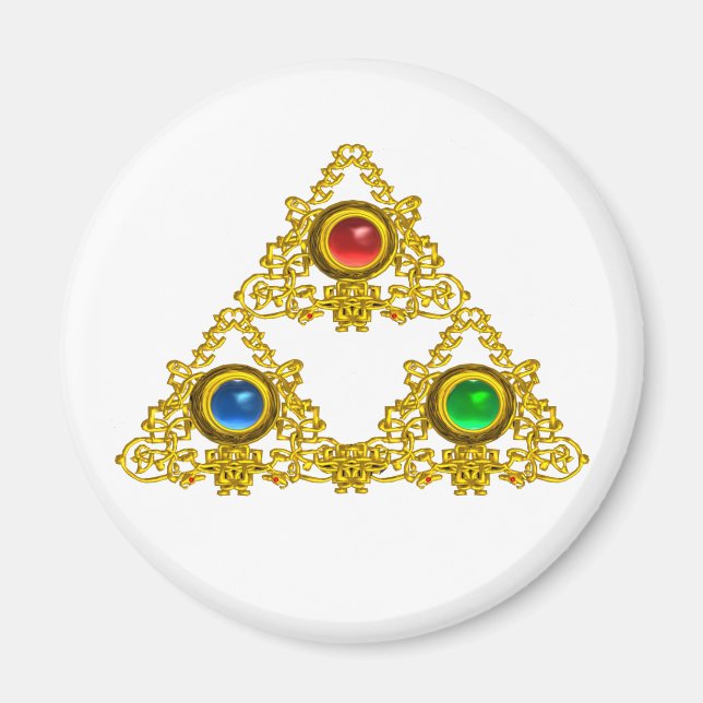 AIMANT MAGIQUE ELFIC TALISMAN /GOLD TRIANGLE AVEC GEMSTON (Devant)