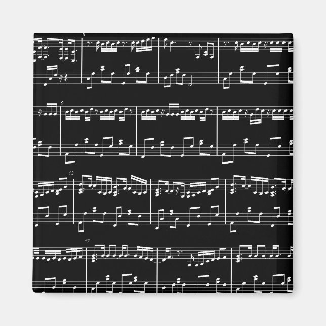 Aimant Magnat de musique en feuille noire (Devant)