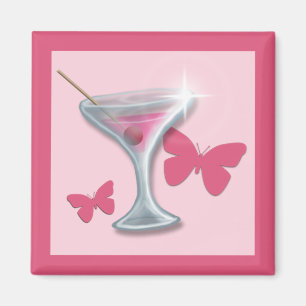 Aimant Magnat Martini à papillon rose