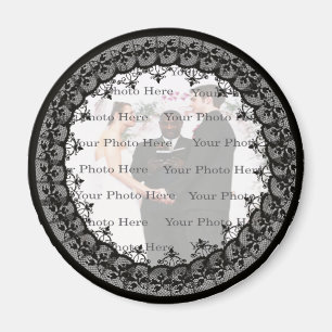 Aimant Magnat rond photo en dentelle noire