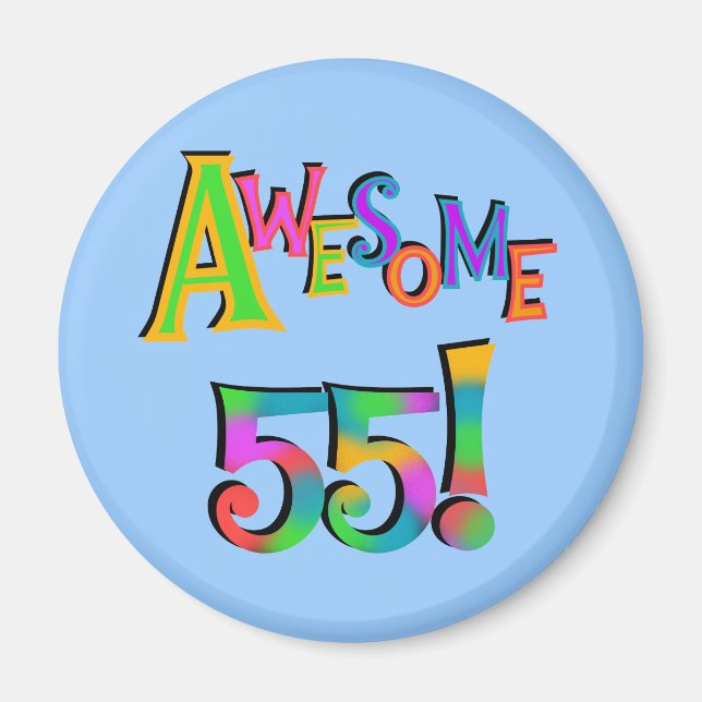 Aimant Magnifique 55 T-shirts et cadeaux d'anniversaire (Devant)