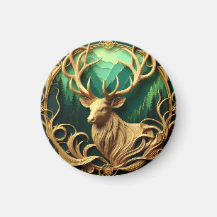 Aimant Magnifique buck regardant dans une forêt sereine