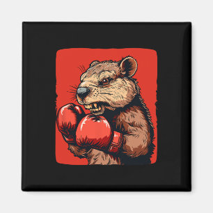 Aimant Magnifique castor de boxe avec gants pour les fans