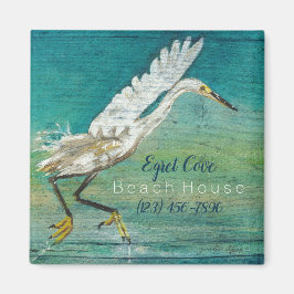 Aimant Magnifique Egret Shorebird Beach House Art