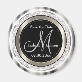 Aimant Magnifique Enregistrer la date en argent et diaman