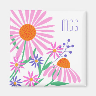 Aimant Magnifique marguerite monogramme personnalisé aim