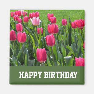 Aimant magnifique printemps rose tulipe fleurs heureux an
