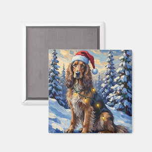 Aimant Magnifique Toundra d'Hiver de Noël Afghan Hound Él