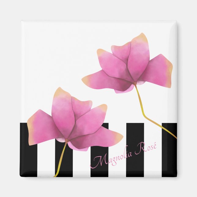 Aimant Magnolia Rosé Moderne Design Floral Cuisine (Devant)