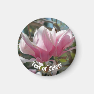 Aimant Magnolia rose personnalisé