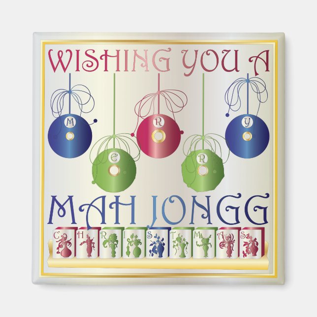 Aimant Mah Jongg Christmas Bettors (Devant)