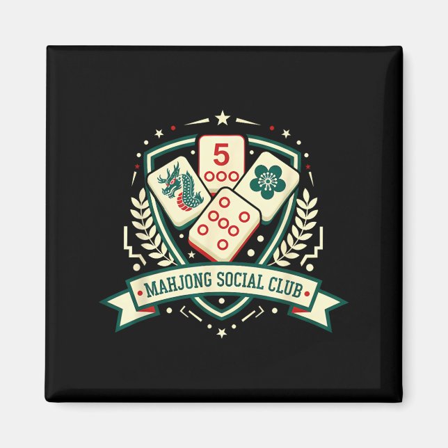 Aimant Mahjong Lover Chinese Game Night Funny Mahjong Soc (Devant)