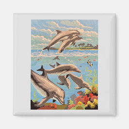 Aimant Main peinte par numéro | Jouer aux dauphins | Bure