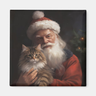 Aimant Maine Coon avec Noël Festif du Père Noël