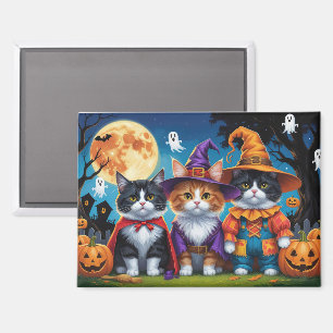 Aimant Maine Coon Chats Citrouille Halloween Funny