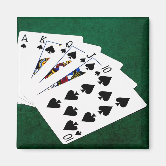 Aimant Mains de poker - Brosse royale - Costume de pique (Devant)