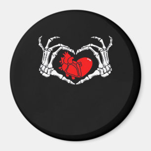 Aimant Mains De Squelette Effrayant Et Coeur Rouge Déplai