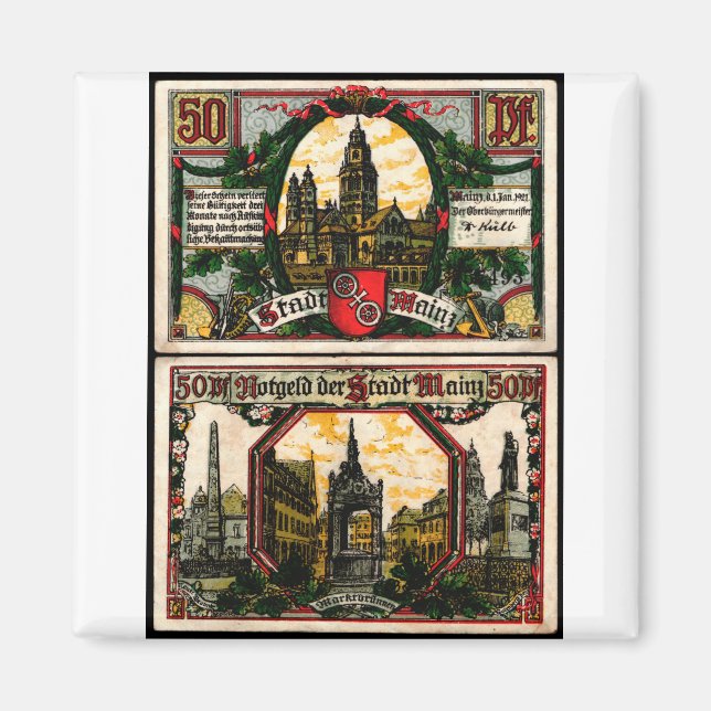 Aimant Mainz 50 Pfg 1921 (Devant)