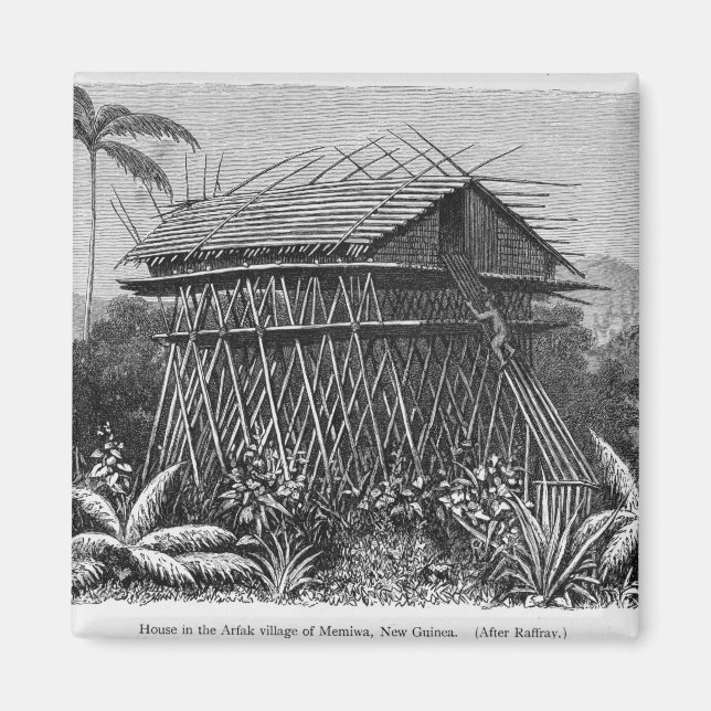 Aimant Maison dans le village Arfak de Memiwa, Nouvelle-G (Devant)