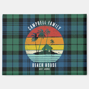 Aimant Maison de plage familiale rustique Palmiers Tartan