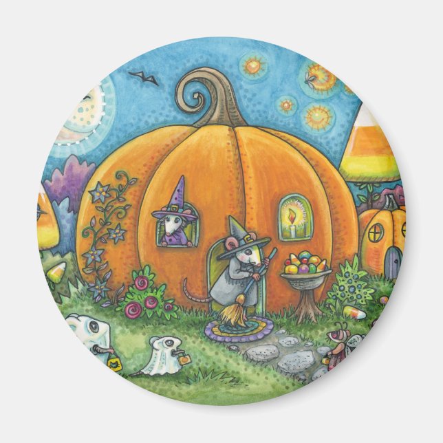 AIMANT MAISON DE SOURIS, TRICK OU TRAÎTRES HALLOWEEN MAGN (Devant)