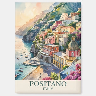 Aimant Maisons personnalisées Positano Italie Aquarelle c