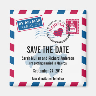 Aimant Majorque Air Mail Mariage Enregistrer la date