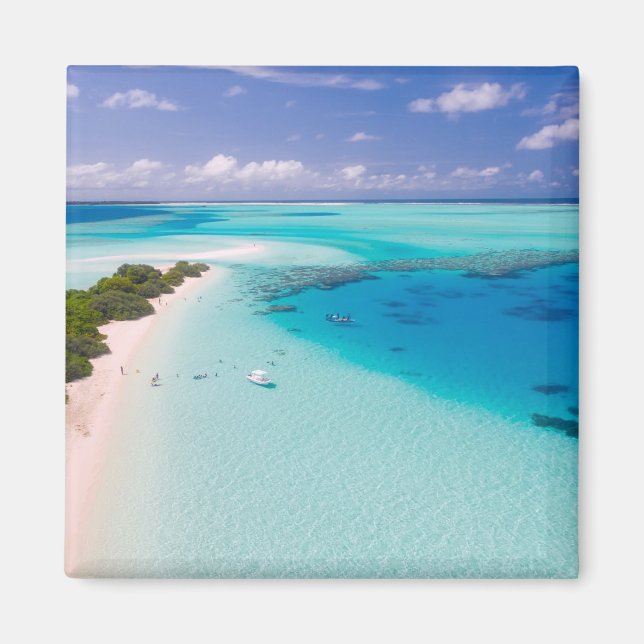 Aimant Maldives, vue aérienne sur la plage (Devant)