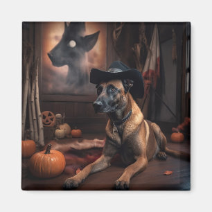 Aimant Malinois Belge Citrouilles Halloween Épouvantable