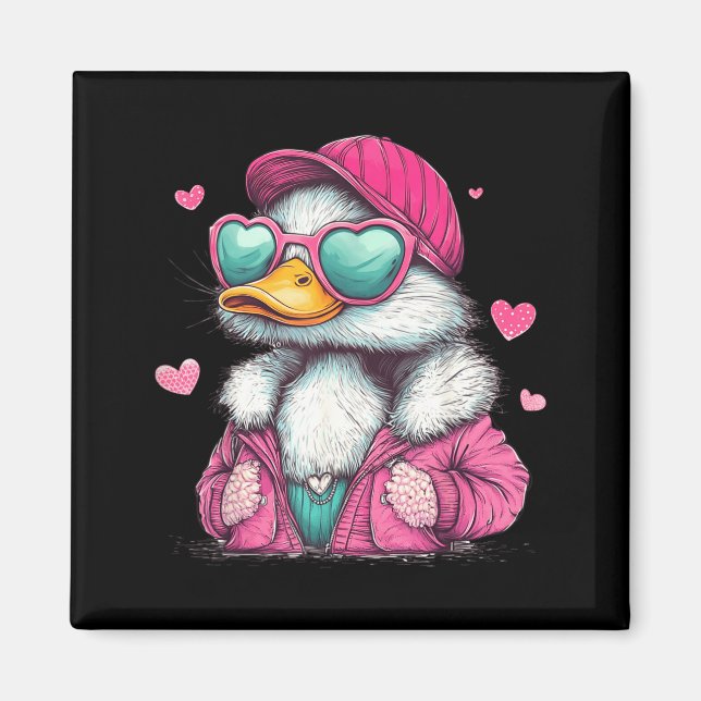 Aimant Mallard Duck Hunting Funny Valentine's Day Heart G (Devant)