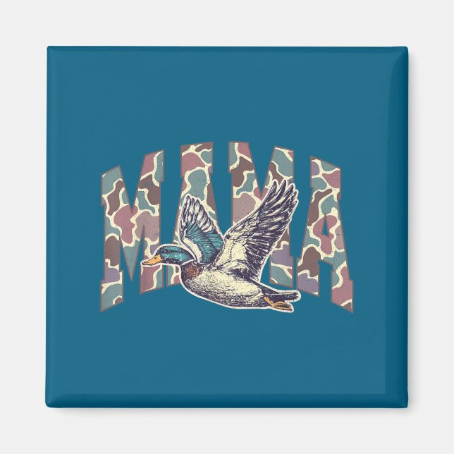 Aimant Mallard Duck Hunting Mama Retro Camouflage Daddy M (Devant)