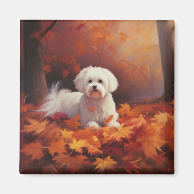 Aimant Maltais en automne Feuilles automne Inspiration (Devant)