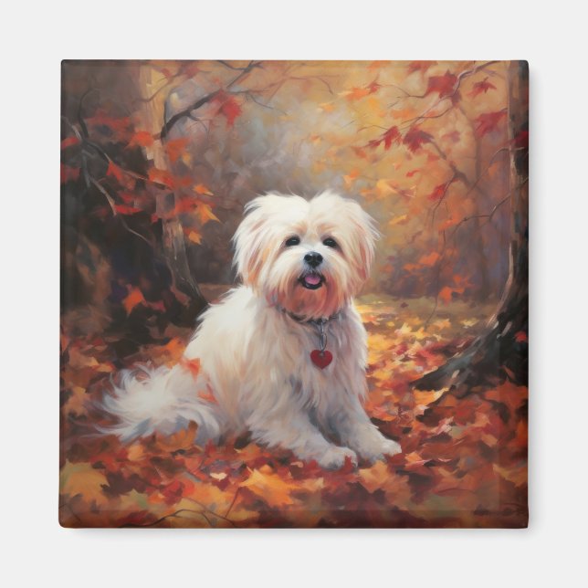 Aimant Malti Tzu à l'automne Feuilles automne Inspire (Devant)