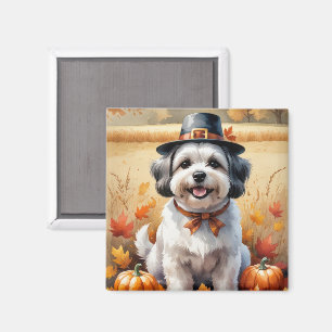 Aimant Malti Tzu À L'Automne Laisse L'Art Thanksgiving
