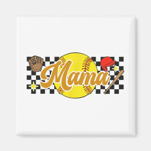Aimant Mama Femmes Fête des mères Softball Lover Softball