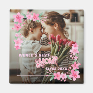 Aimant Maman 1 photo moderne élégante rose poupée mère jo