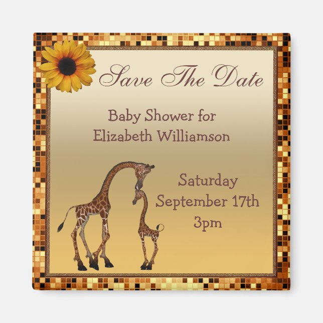 Aimant Maman & Baby Giraffe Gold Enregistrer le Baby show (Devant)