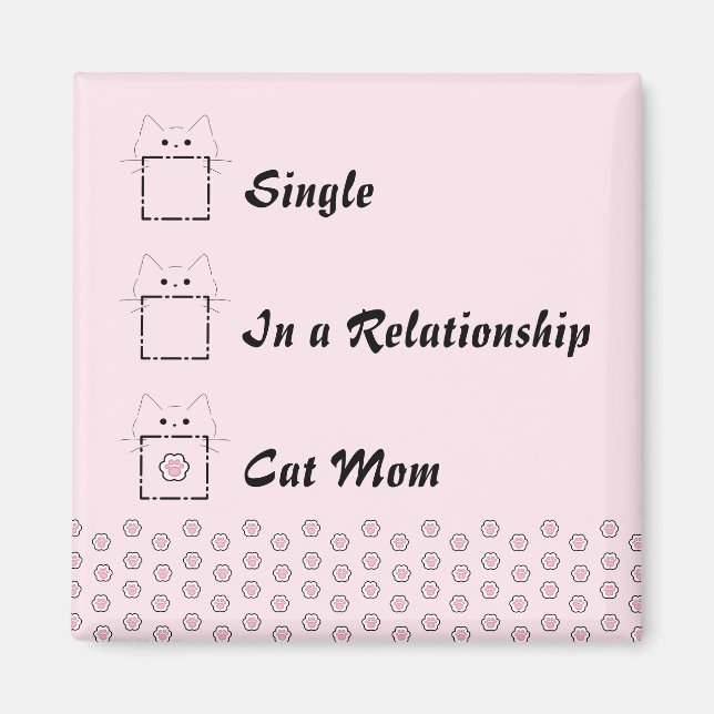 Aimant Maman Chat Chaton Mignon Patte Rose (Devant)